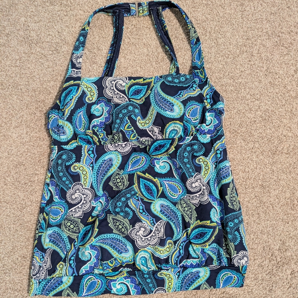 Blue And Green Paisley Swim Top